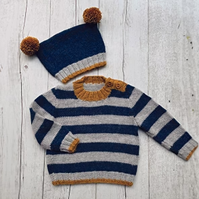 Striped Sweater & Beanie Pattern 1557