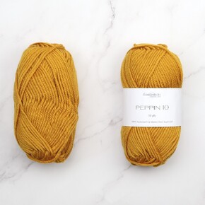 in threes: a baby cardigan set in Peppin 10: 1022 Mustard, size 0-6 months