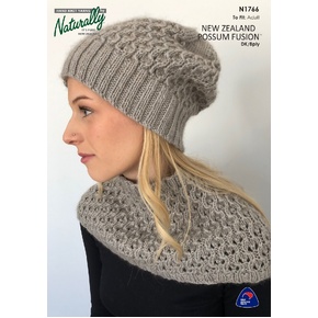 Lace Cowl & Beanie Kit in NZ Possum Fusion