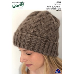 N1764 Cable Beanie Possum Fusion DK Pattern